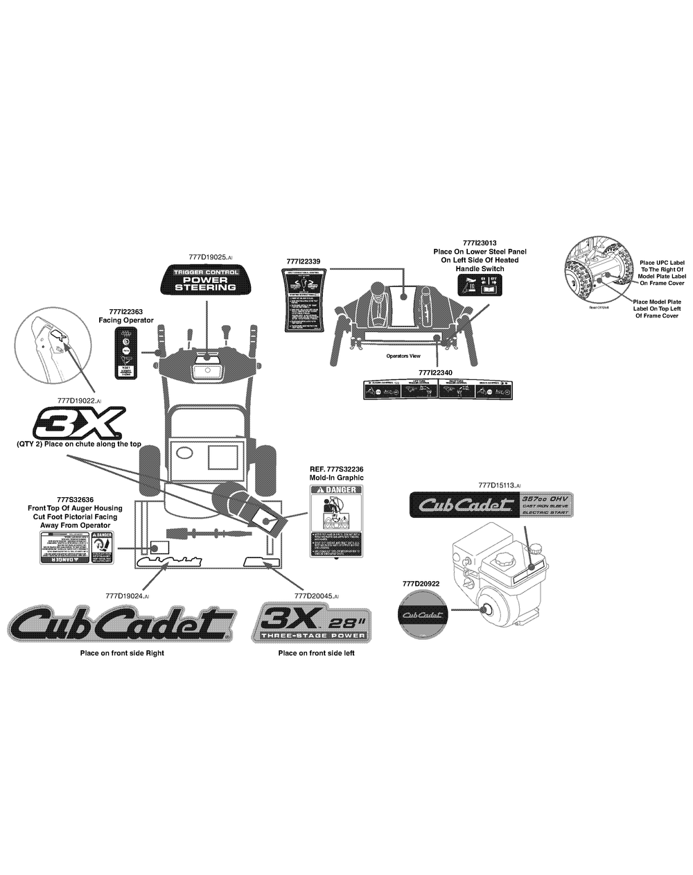 Label Map 31bh55tb709 Diagram and Parts List for 3X28-INCH31BH55TB (31BH55TB709-31BH55TB710-31BH55TB756)(2015) Cub Cadet Snow Blower